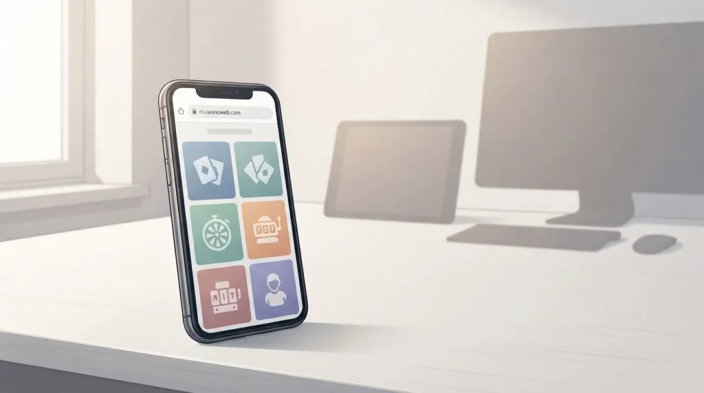 Smartphone browser showing the idea of mobile casino access without a branded interface